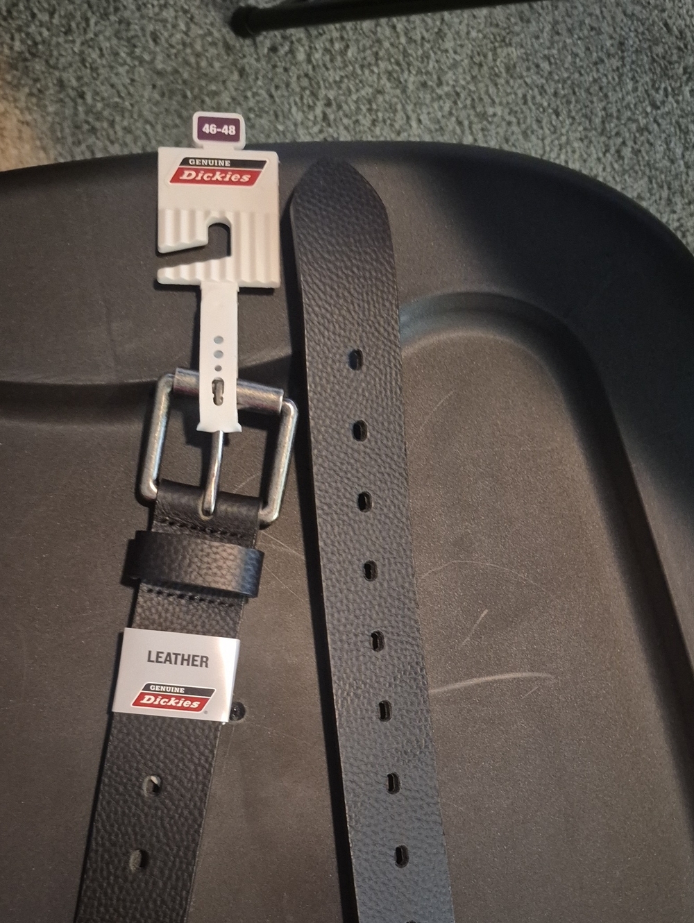 Dickies Black Textured Leather Men's Belt with Silver Buckle